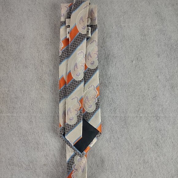 Karl Knox Men's White, Black, Orange, Purple Paisley 100% Microfiber Necktie - Picture 3 of 8